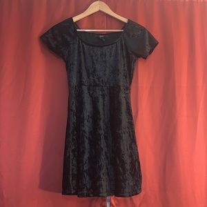 Forever21 black velvet skater line dress.